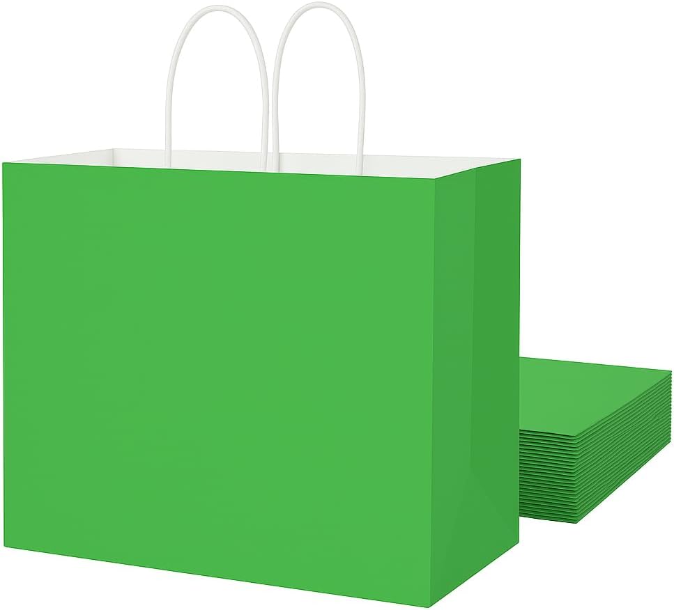 Yellow Gift Bags with Handles, 13x10x5.5 Inch Large Paper Bags for Birthday Party Wedding Shopping, 25 Pack