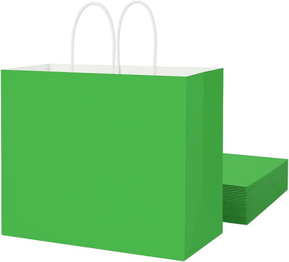 Yellow Gift Bags with Handles, 13x10x5.5 Inch Large Paper Bags for Birthday Party Wedding Shopping, 25 Pack