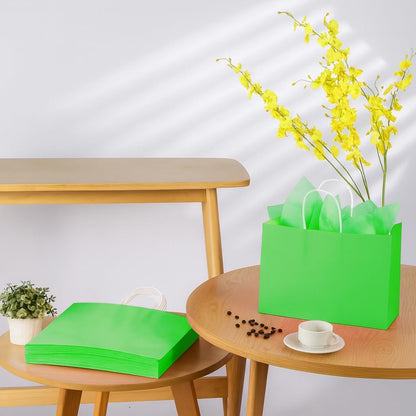 Yellow Gift Bags with Handles, 13x10x5.5 Inch Large Paper Bags for Birthday Party Wedding Shopping, 25 Pack