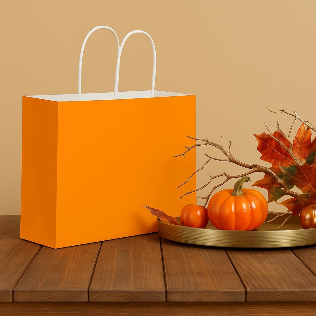 Yellow Gift Bags with Handles, 13x10x5.5 Inch Large Paper Bags for Birthday Party Wedding Shopping, 25 Pack