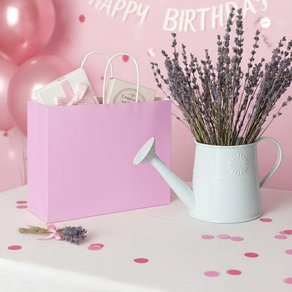 Yellow Gift Bags with Handles, 13x10x5.5 Inch Large Paper Bags for Birthday Party Wedding Shopping, 25 Pack
