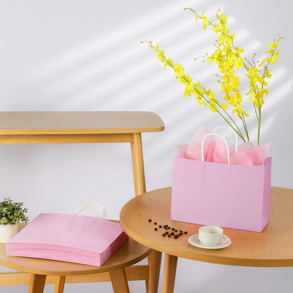 Yellow Gift Bags with Handles, 13x10x5.5 Inch Large Paper Bags for Birthday Party Wedding Shopping, 25 Pack
