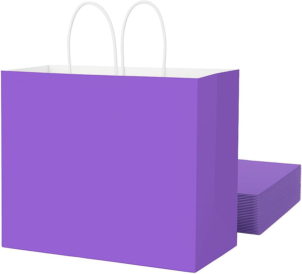Yellow Gift Bags with Handles, 13x10x5.5 Inch Large Paper Bags for Birthday Party Wedding Shopping, 25 Pack