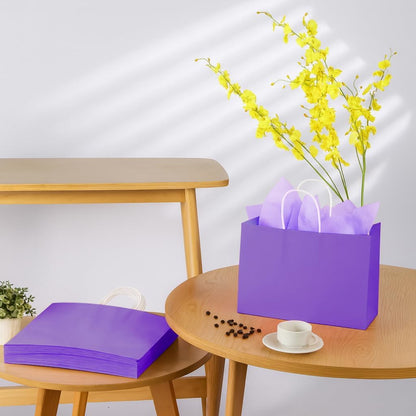 Yellow Gift Bags with Handles, 13x10x5.5 Inch Large Paper Bags for Birthday Party Wedding Shopping, 25 Pack