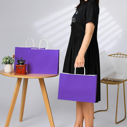 Yellow Gift Bags with Handles, 13x10x5.5 Inch Large Paper Bags for Birthday Party Wedding Shopping, 25 Pack