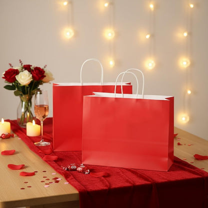 Yellow Gift Bags with Handles, 13x10x5.5 Inch Large Paper Bags for Birthday Party Wedding Shopping, 25 Pack
