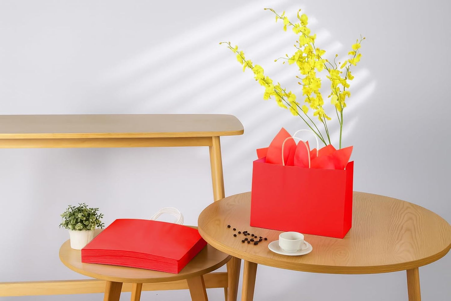 Yellow Gift Bags with Handles, 13x10x5.5 Inch Large Paper Bags for Birthday Party Wedding Shopping, 25 Pack