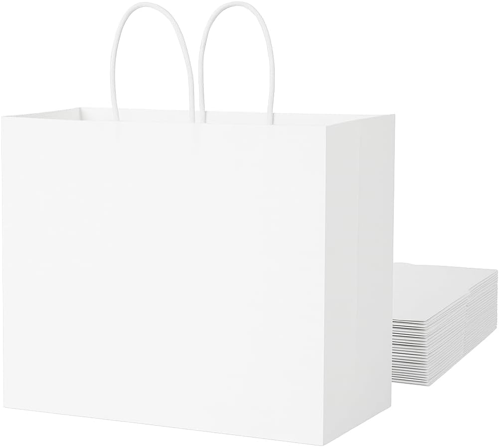 Yellow Gift Bags with Handles, 13x10x5.5 Inch Large Paper Bags for Birthday Party Wedding Shopping, 25 Pack