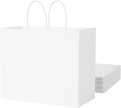 Yellow Gift Bags with Handles, 13x10x5.5 Inch Large Paper Bags for Birthday Party Wedding Shopping, 25 Pack