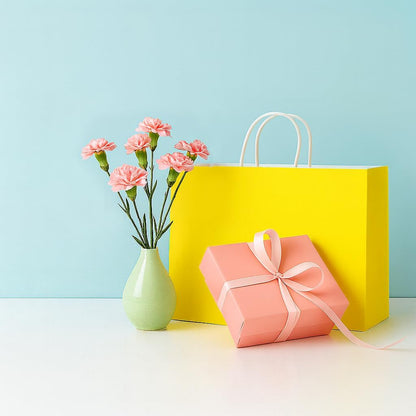 Yellow Gift Bags with Handles, 13x10x5.5 Inch Large Paper Bags for Birthday Party Wedding Shopping, 25 Pack