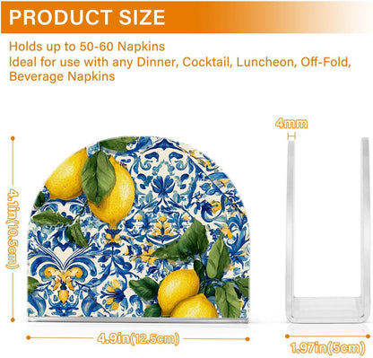 Lemons Napkin Holder Acrylic Tissue Dispenser Non-slip Holds 50-60 Napkins Freestanding Tissue Dispenser Box For Kitchen Dining Car Decor