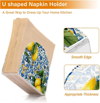 Lemons Napkin Holder Acrylic Tissue Dispenser Non-slip Holds 50-60 Napkins Freestanding Tissue Dispenser Box For Kitchen Dining Car Decor