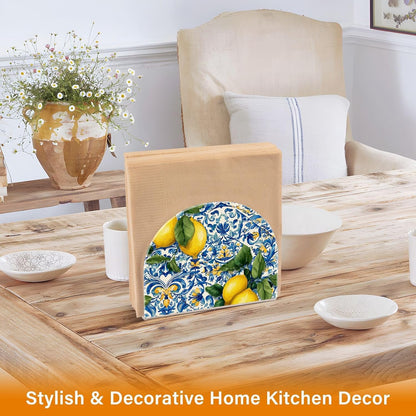 Lemons Napkin Holder Acrylic Tissue Dispenser Non-slip Holds 50-60 Napkins Freestanding Tissue Dispenser Box For Kitchen Dining Car Decor