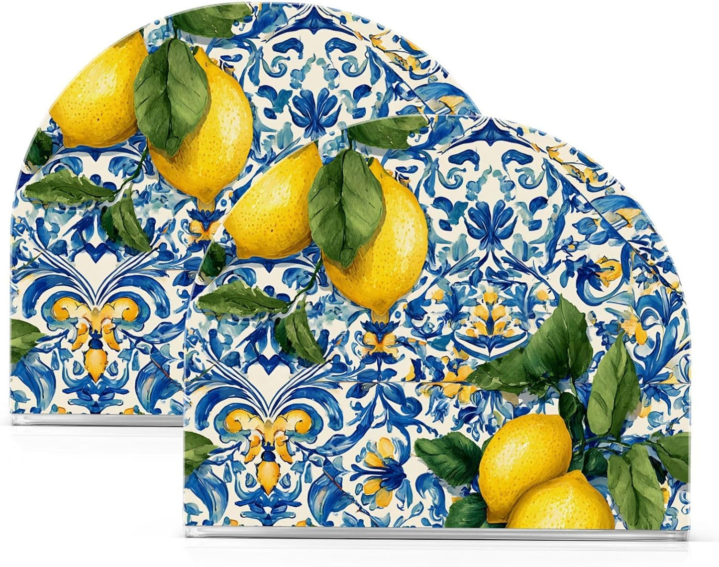 Lemons Napkin Holder Acrylic Tissue Dispenser Non-slip Holds 50-60 Napkins Freestanding Tissue Dispenser Box For Kitchen Dining Car Decor