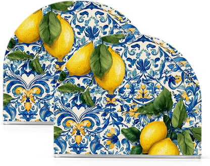 Lemons Napkin Holder Acrylic Tissue Dispenser Non-slip Holds 50-60 Napkins Freestanding Tissue Dispenser Box For Kitchen Dining Car Decor
