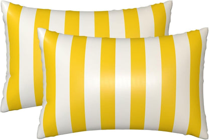 Lemon Yellow Stripes Satin Pillowcase for Hair and Skin,Smooth Cooling Silk Pillow Cases with Zipper Pillow Cover Soft Breathable Pillowcases for Sleeping, Gifts for Women 20"x30"