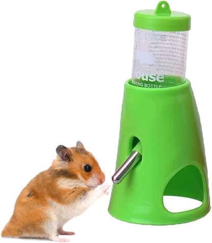 2 in 1 Hamster Water Bottle, Automatic Drinker and Cabin Fits Syrian Dwarf Hamster Mouse Gerbil Mice Chinchilla Small Animal (Green)
