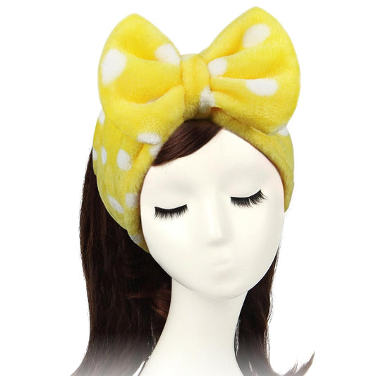 Sweet Super Soft Caroset Polka Dots Wash Cosmetic Headband Hairlace (yellow polka dots)