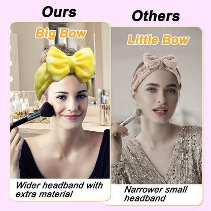 Sweet Super Soft Caroset Polka Dots Wash Cosmetic Headband Hairlace (yellow polka dots)