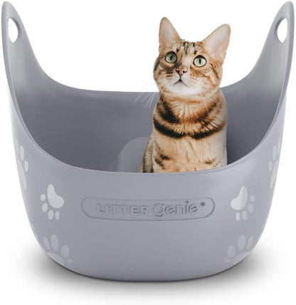 Cat Litter Box in Flexible Plastic with Handles, High Walls