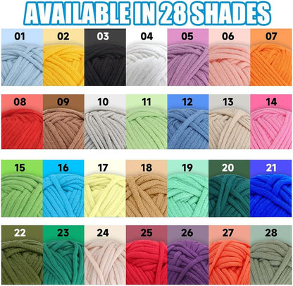 3x60g Yellow+White+Blue Yarn for Crocheting and Knitting;3x66m (72yds) Cotton Yarn for Beginners with Easy-to-See Stitches;Worsted-Weight Medium #4;Cotton-Nylon Blend Yarn for Beginners Crochet Kit