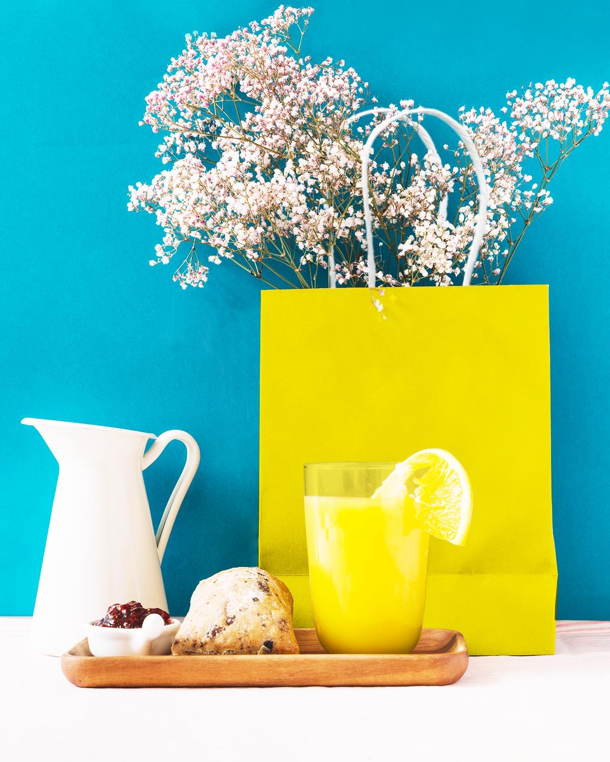 24PCS Small Gift Bag with Handles Bulk 8.3"x6"x3" Gift Bags Bright Yellow Bags Multiple Uses (Small Size)
