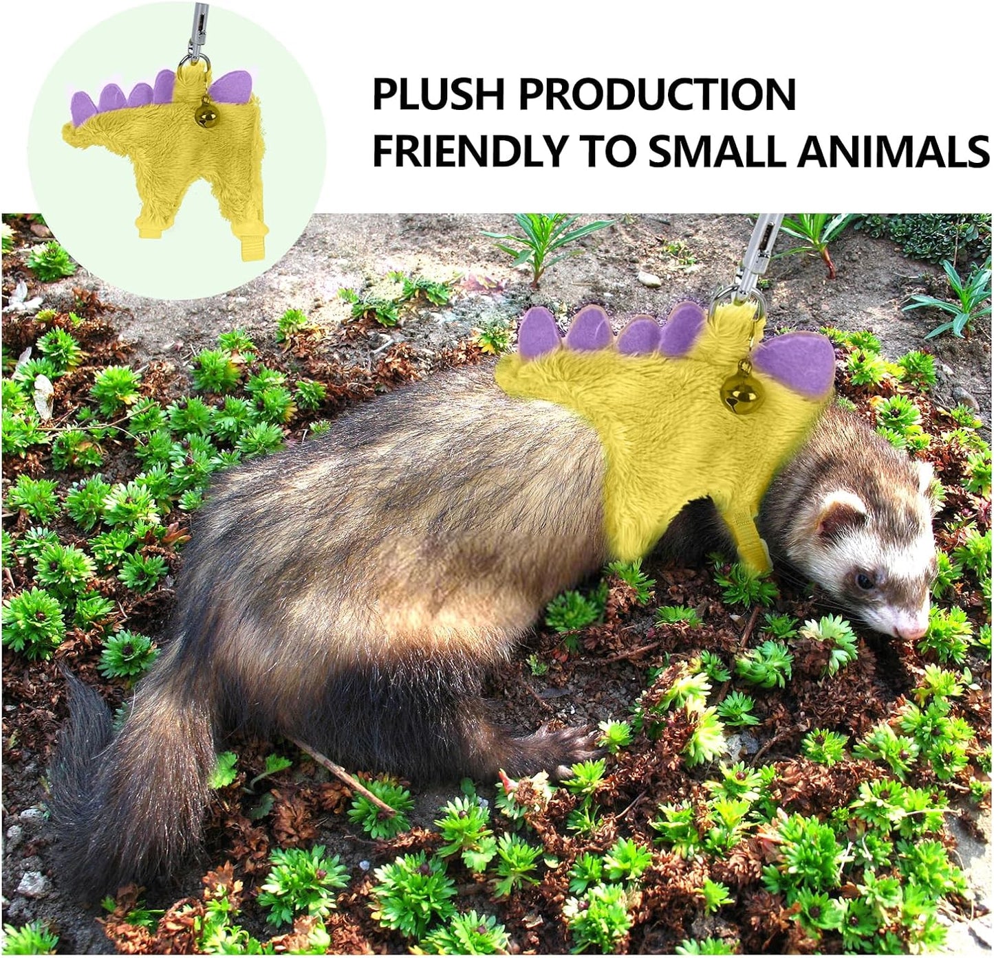 Ferret Harness,Ferret Leash,Ferrets Harness and Leash Set with Safe Bell | Ferrets Collar Small Animals Vest Harnes for Puppy,Teacup Dog and Other Small Pet,Yellow