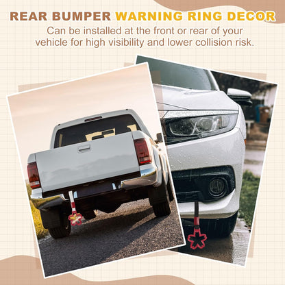 2Pcs Flower Shaped Car Handle Straps Rear Bumper Warning Ring Decor Train Bus Flower Handle Hand Strap Drift for Car SUV Bus, Yellow-White/Yellow-Black