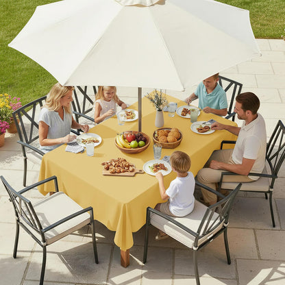 Rectangle Outdoor Tablecloth with Umbrella Hole and Zipper, 60x84 Inch Yellow, Washable Waterproof Table Cloth Spill Proof Wrinkle Free Table Cover for Patio Spring Summer Picnic BBQS