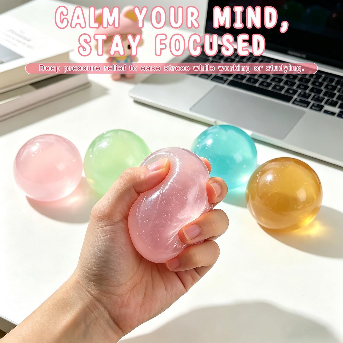 2026 New Coconut Oil Stress Ball - Slow Rising Squishy Toy, Odorless & Non-Sticky, Easy to Clean, for Stress Relief & Focus Improvement (Yellow)