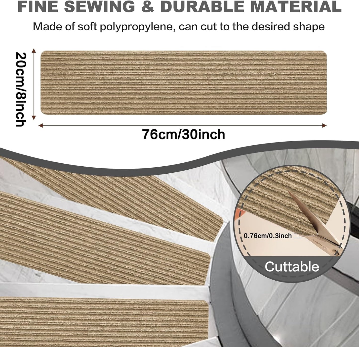 Stair Treads for Wooden Steps - Non Slip Stairs Carpet Tape Peel and Stick with Double Adhesive Tape Set of 15 Stripe- Flax Yellow