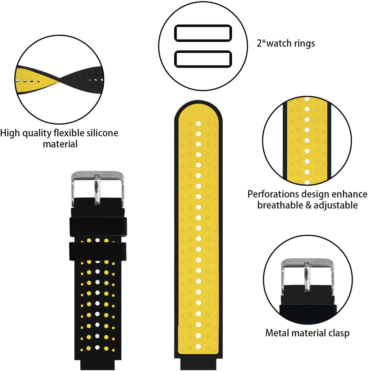 Band Compatible with Garmin Forerunner 235, Soft Silicone Replacement Watch Band Strap Wristband for 220/230/235/620/630/735XT/235 Lite Smart Watch for Women Men