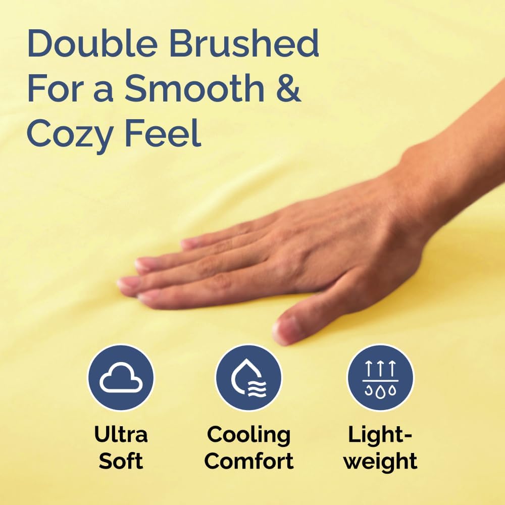 Full Fitted Bed Sheet - Bottom Single Fitted Sheet Only - Ultra-Soft Hotel Luxury Bedding w/ 8-16 Inch Deep Pockets - Breathable, Cooling & Wrinkle Free - Easy-Care, Fade & Shrink Resistant - Yellow
