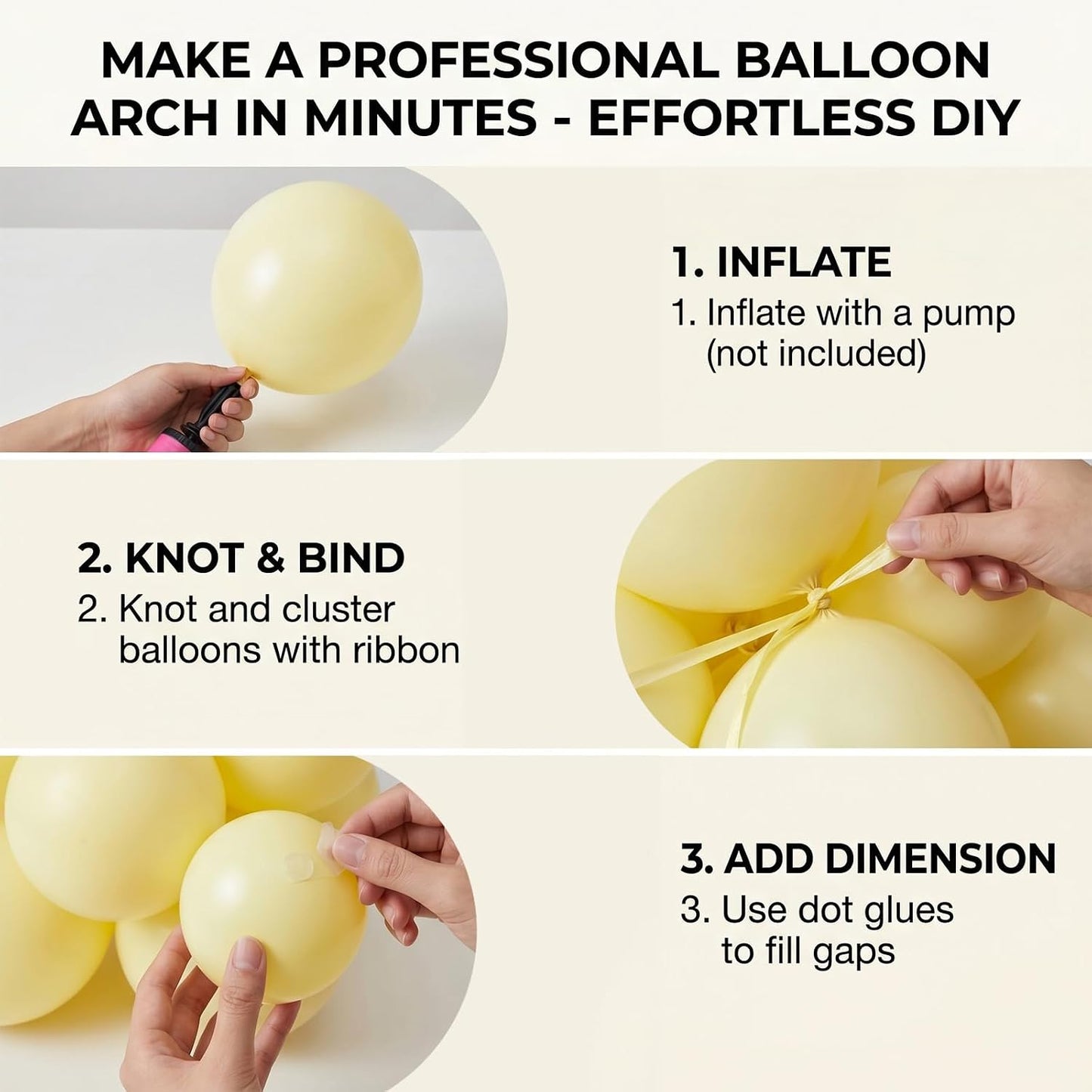 50pcs 12 Inch Matte Pastel Yellow Latex Balloons (with Ribbon & Glues) | Premium Light Yellow Party Balloons for Lemon Theme, Gender Reveal, Baby Shower & Spring Easter Decorations