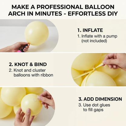 50pcs 12 Inch Matte Pastel Yellow Latex Balloons (with Ribbon & Glues) | Premium Light Yellow Party Balloons for Lemon Theme, Gender Reveal, Baby Shower & Spring Easter Decorations