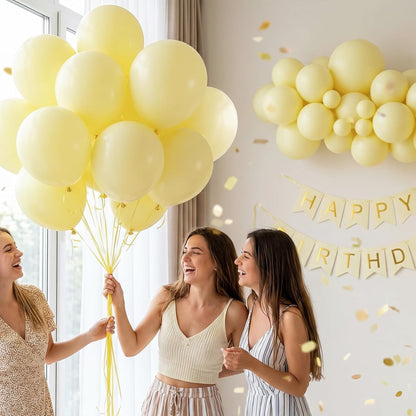 50pcs 12 Inch Matte Pastel Yellow Latex Balloons (with Ribbon & Glues) | Premium Light Yellow Party Balloons for Lemon Theme, Gender Reveal, Baby Shower & Spring Easter Decorations