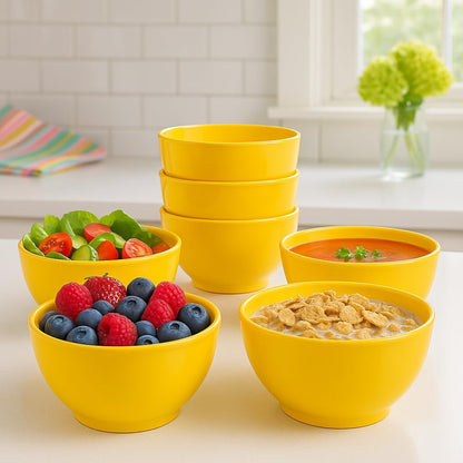 Calypso Basics Melamine Bowl, Set of 6, Lemon Yellow