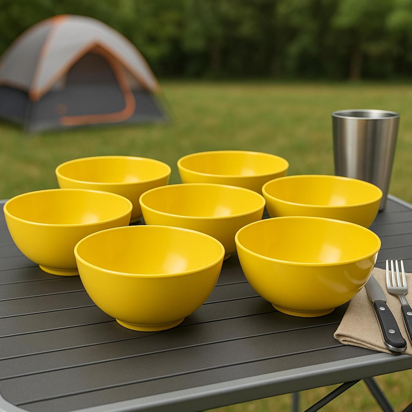 Calypso Basics Melamine Bowl, Set of 6, Lemon Yellow