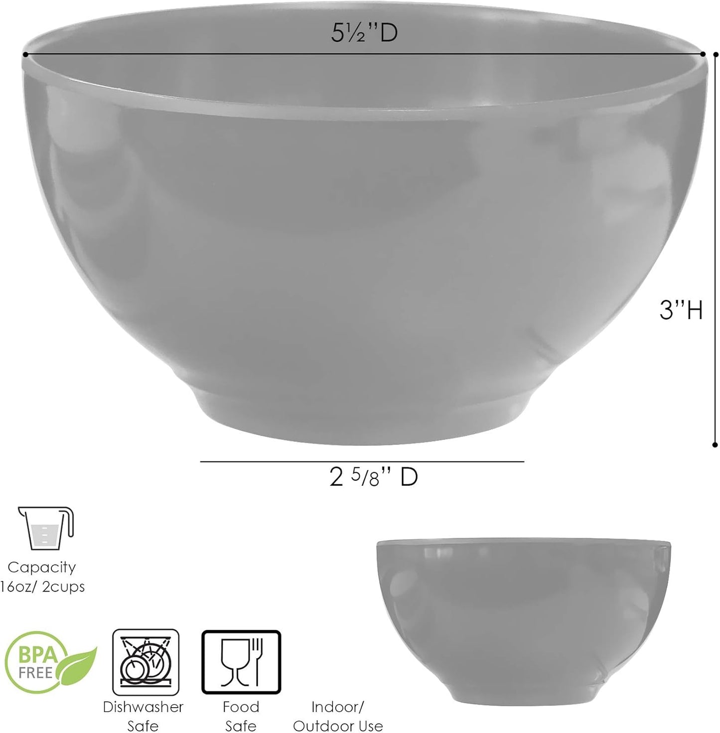 Calypso Basics Melamine Bowl, Set of 6, Lemon Yellow