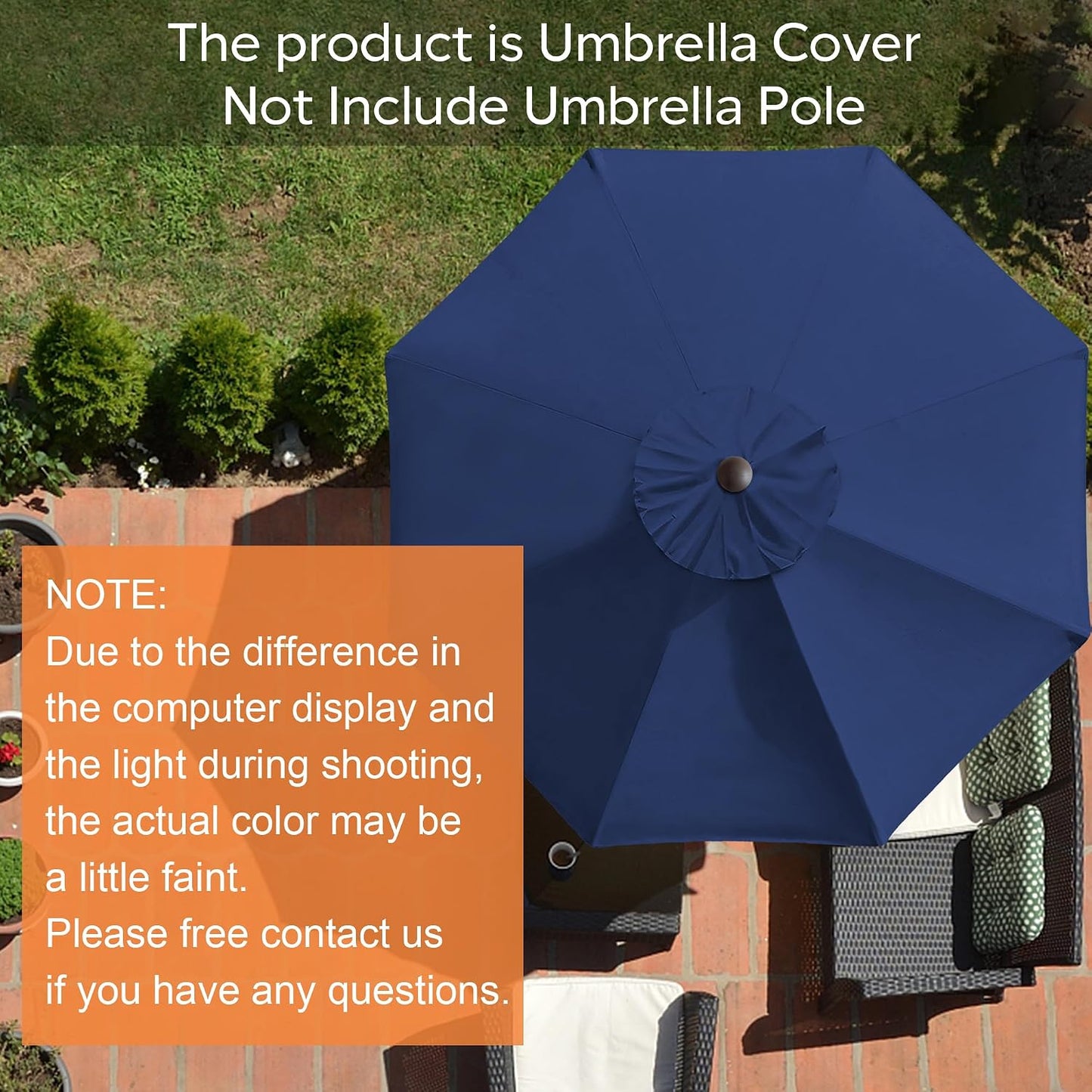 USA 9FT Patio Umbrella Replacement Covers 8 Ribs Market Umbrella Canopy Cover (CANOPY ONLY) (Navy Blue)