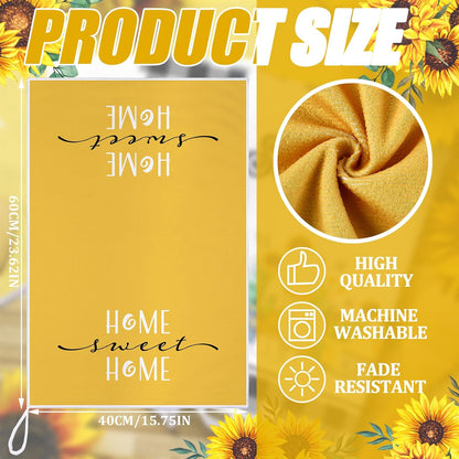 4 Pcs Sunflower Kitchen Towels Flower Floral Spring Hand Dish Towels Summer Yellow Buffalo Grid Fast Drying Tea Dishcloth Decor Housewarming Gift for Cooking Kitchen Bathroom