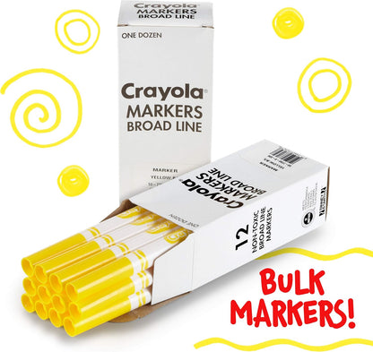 Broad Line Markers - Yellow (12ct), Markers For Kids, Bulk School Supplies For Classrooms & Teachers