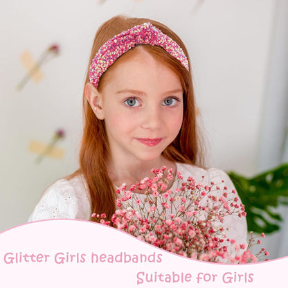 Headbands for Girls Women, 4Pcs Glitter Sequins Rainbow Headbands Women Girls Sparkly Headband Black Yellow Red Purple Hairbands for Girls Hair Accessories for Back to School or Daily Outfits