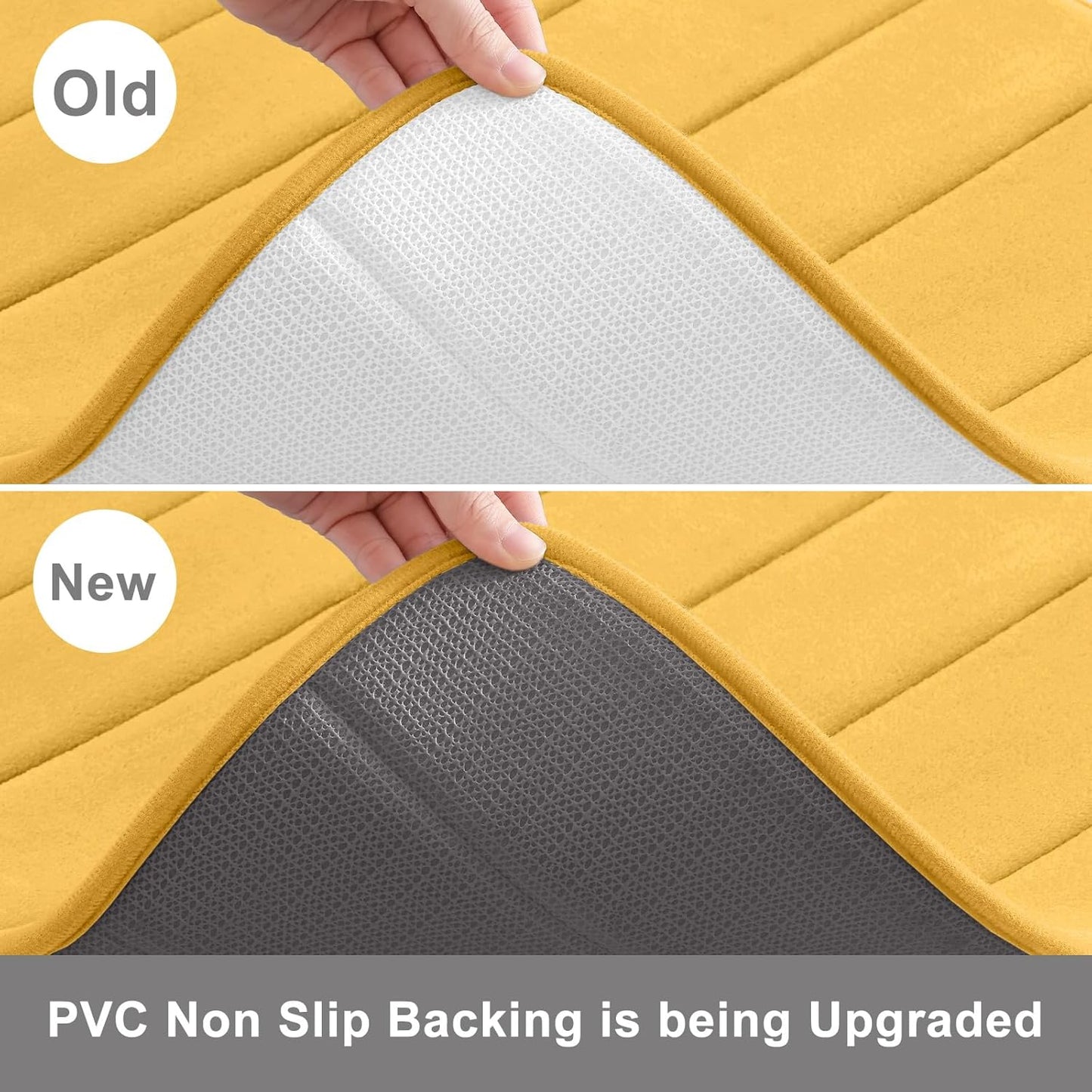 Memory Foam U-Shaped Contour Toilet Rugs, Absorbent, Thick Soft Washable Bathroom Mat, Floor Carpet Bath Rugs Mat for Toilet Base (24" x 20", Yellow)