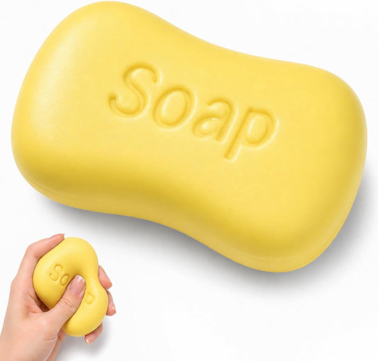 Realistic Soap Squishy Stress Relief Toy, Ultra-Soft Slow Rising Squeeze Fidget Toy for Anxiety, Stress Relief Toys Adults, Soap Sensory Toy for Adults, Desk Decor Party Favors, Yellow