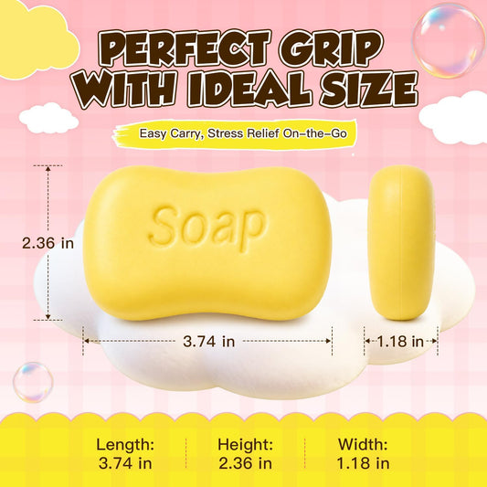 Realistic Soap Squishy Stress Relief Toy, Ultra-Soft Slow Rising Squeeze Fidget Toy for Anxiety, Stress Relief Toys Adults, Soap Sensory Toy for Adults, Desk Decor Party Favors, Yellow