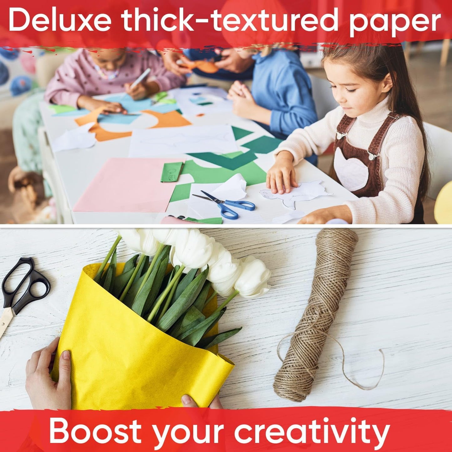 12" x 1200" (100 ft) Yellow Kraft Paper (Case of 16 Rolls) | 45 lbs Thickness, Made in USA Kraft Paper for School, Art Colored Paper, Gift Wrapping, Packing, Bulletin Board