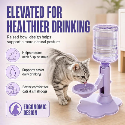 Gravity Cat Water Dispenser Stand - Spill-Proof, Gravity Self Refilling Cat & Dog Water Bowl, Anti-Tip Cat Water Bowl with Suction Base Keeps Water Clean and Fresh for Messy Pets，Yellow