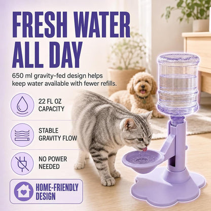 Gravity Cat Water Dispenser Stand - Spill-Proof, Gravity Self Refilling Cat & Dog Water Bowl, Anti-Tip Cat Water Bowl with Suction Base Keeps Water Clean and Fresh for Messy Pets，Yellow