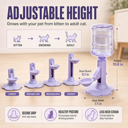 Gravity Cat Water Dispenser Stand - Spill-Proof, Gravity Self Refilling Cat & Dog Water Bowl, Anti-Tip Cat Water Bowl with Suction Base Keeps Water Clean and Fresh for Messy Pets，Yellow